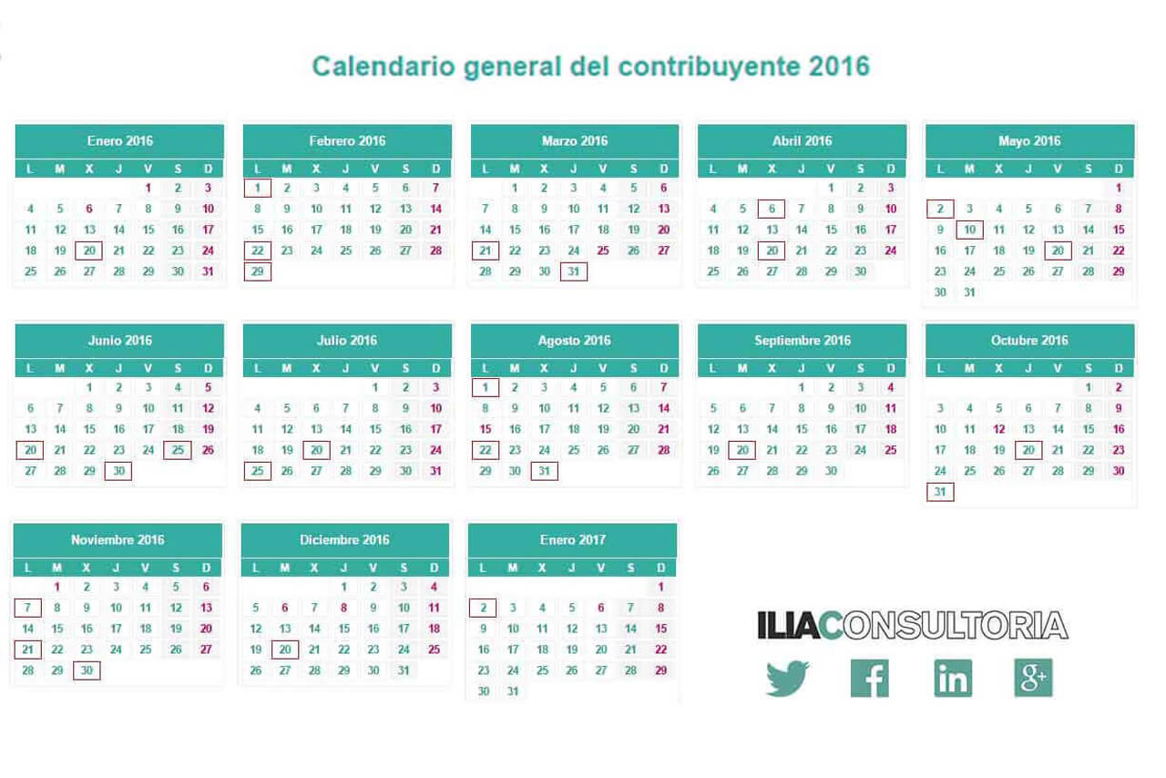 Calendario fiscal 2016 | ILIA ETL GLOBAL